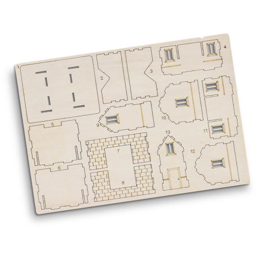 House Wooden Model Kits Flat Sheet
